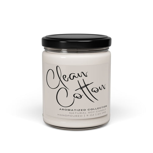 Clean Cotton Scented Soy Candle, Relaxing Home Decor, Natural