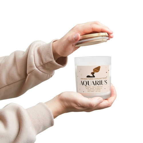 Aquarius Sea Minerals Candle | Frosted Glass Candle for Home Decor,